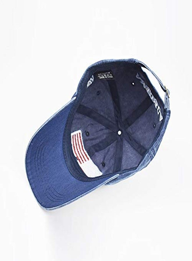 Mealah Men's American-Flag Baseball-Cap Embroidery - Washed Adjustable USA Dad Hat for Women Navy - Image 4