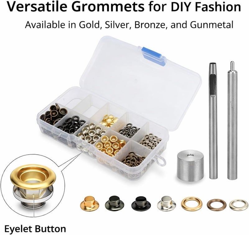Grommets DIY Kit 240pcs, 4mm Small Metal Eyelets, 4 Colors with Storage Box - Practical for Clothing Modification, Crafts, and Leatherwork - Image 2