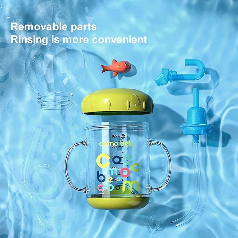 Drinking Cup With Whale Squirt Cute Whale Cup Water Bottle Whales Spray Sippy Cups Leak Proof Weighted Straw Cups for kids 220mlGreen - Image 4