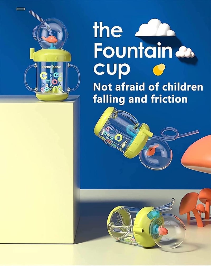 Drinking Cup With Whale Squirt Cute Whale Cup Water Bottle Whales Spray Sippy Cups Leak Proof Weighted Straw Cups for kids 220mlGreen - Image 5