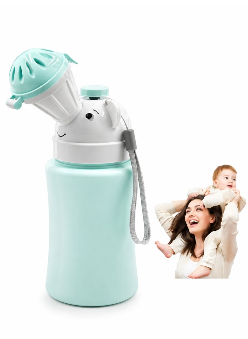 Portable kids potty with cute cartoon design – emergency urination bottle for travel, trips, and car use_ Kids travel accessories – car emergency potty – portable children’s potty – toilet training for kids – kids urination bottle - Image 1