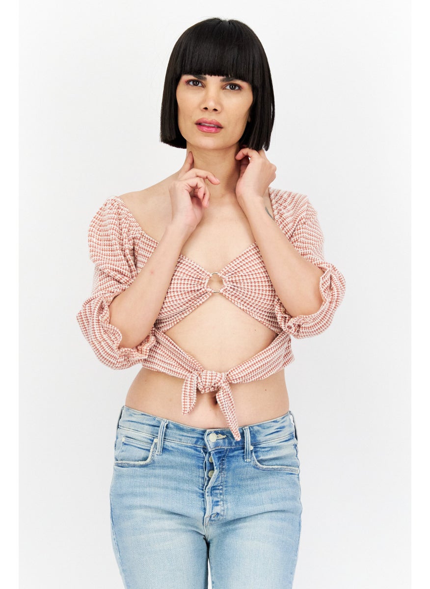 Women Keyhole Neck 3/4 Sleeve Knitted Cropped Top, Brown Combo - pzsku/ZF1E46FD6CE39272E8DA6Z/45/_/1724351082/63f7e728-de33-4ea4-804e-79a213f6cd38