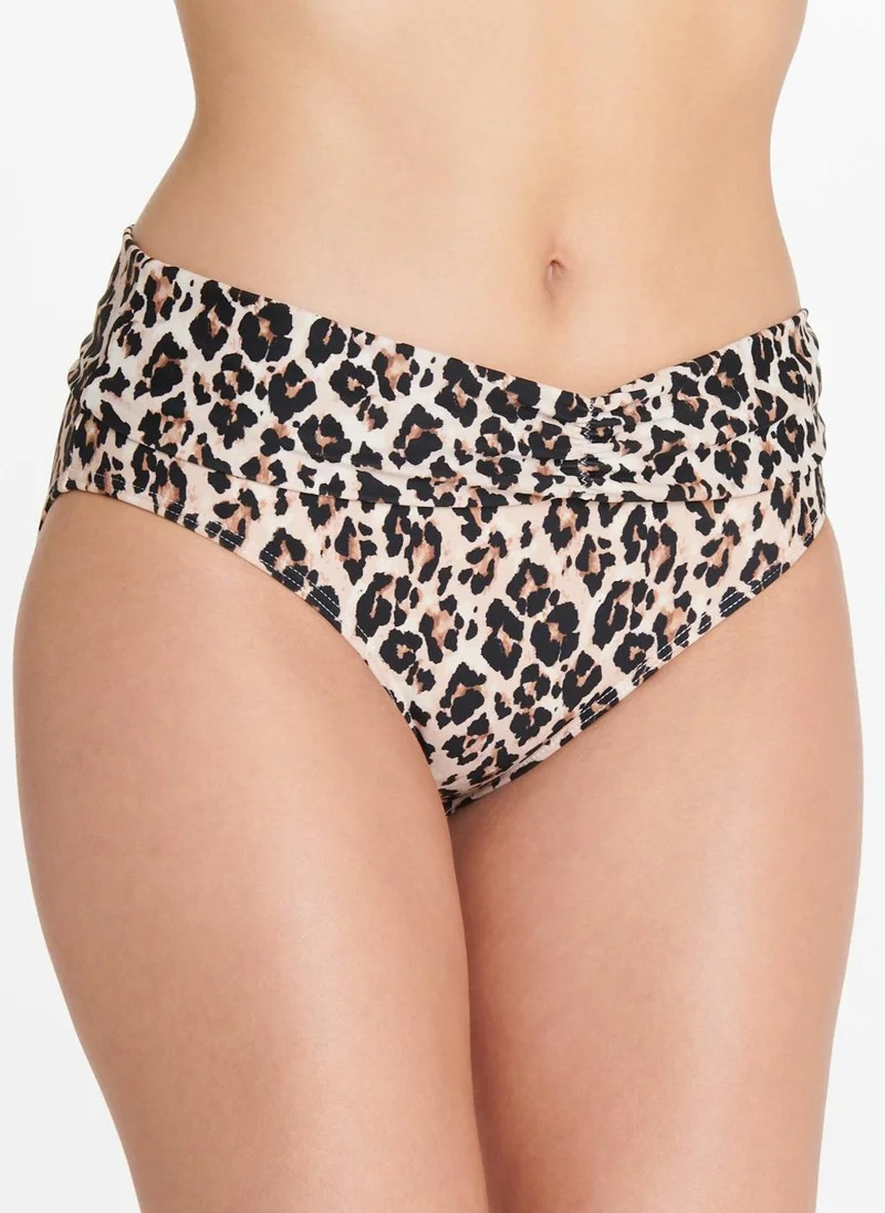 Matalan Leopard Print Fold Over Bikini Briefs
