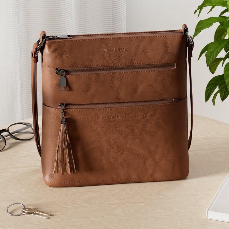 MASINTOR Crossbody Purses for Women, Multi Pocket Casual Crossbody Bag, Adjustable Strap Shoulder Bag with Tassel - Image 3