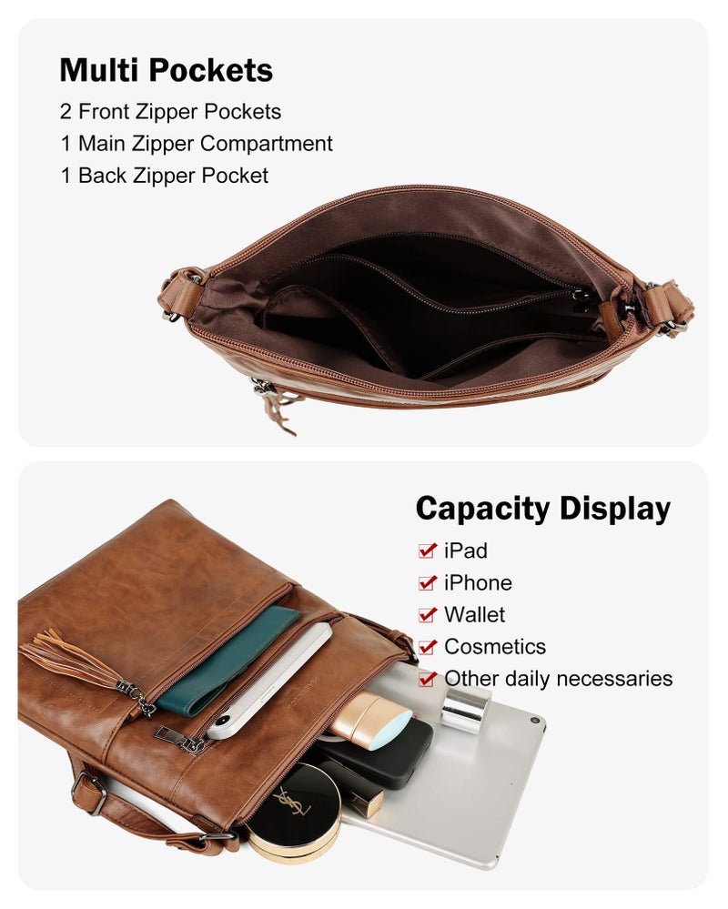 MASINTOR Crossbody Purses for Women, Multi Pocket Casual Crossbody Bag, Adjustable Strap Shoulder Bag with Tassel - Image 4