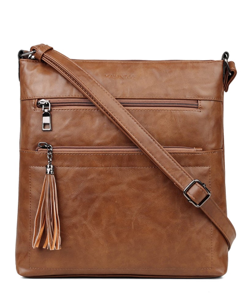 MASINTOR Crossbody Purses for Women, Multi Pocket Casual Crossbody Bag, Adjustable Strap Shoulder Bag with Tassel - Image 1
