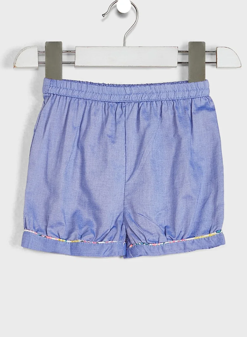 Nautinati Nauti Nati Girls White Blue Printed Top With Shorts