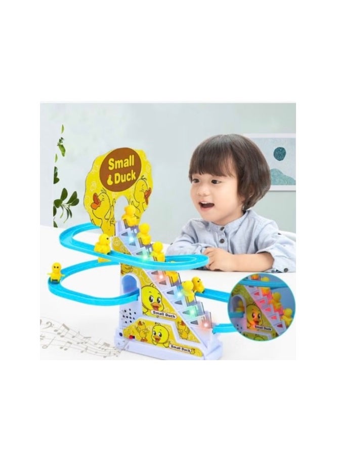 The Rotating Duck Racing Track Toy That Climbs And Climbs Stairs With Music And Lights Is An Entertaining And Suitable Gift For Children