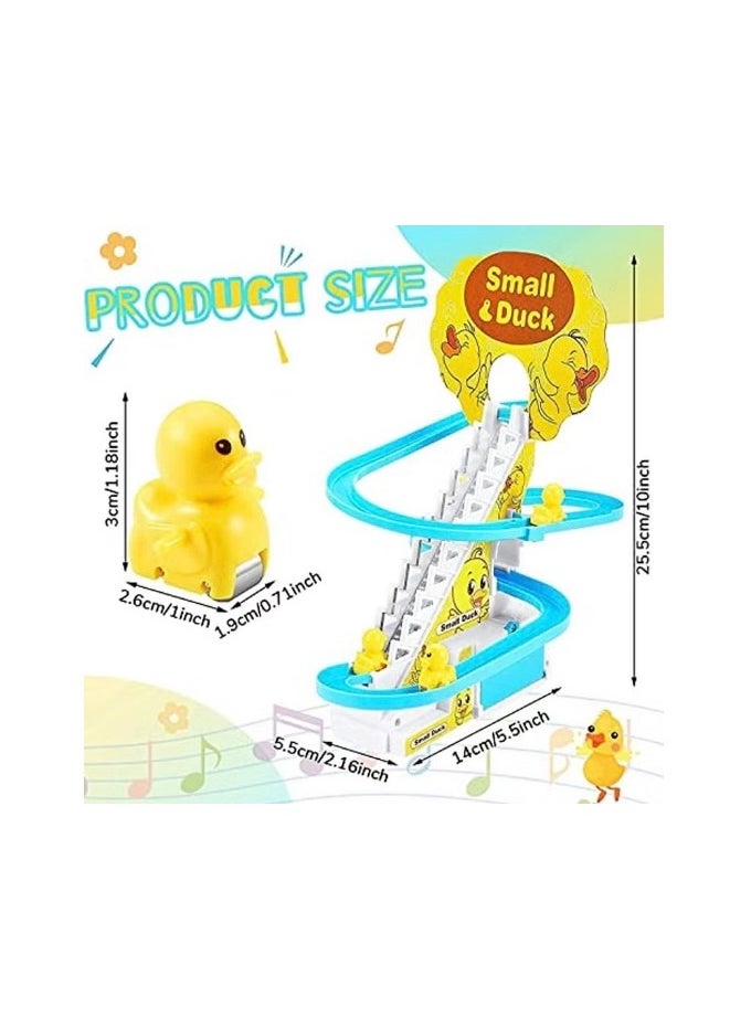 The Rotating Duck Racing Track Toy That Climbs And Climbs Stairs With Music And Lights Is An Entertaining And Suitable Gift For Children