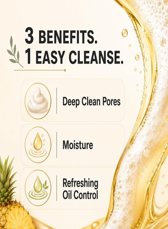 Aromatic Pineapple VC Foaming Face Wash for Deep Cleansing & Removing Excess Oil | With Pineapple Extract, Vitamin C, Glycerine & Menthol | Refreshing Ready-to-Use Foam for Soft, Fresh-Looking Skin | All Skin Types, Men & Women | 150 ml - Image 3
