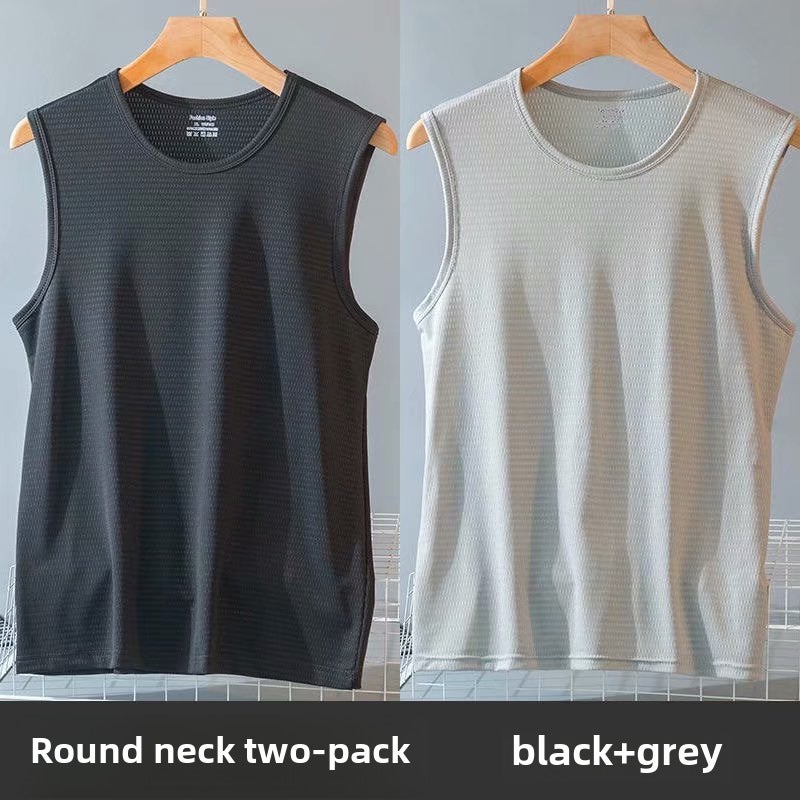 Mens Summer Mesh Vest Breathable Loose Sleeveless Sportswear Black  - Image 3