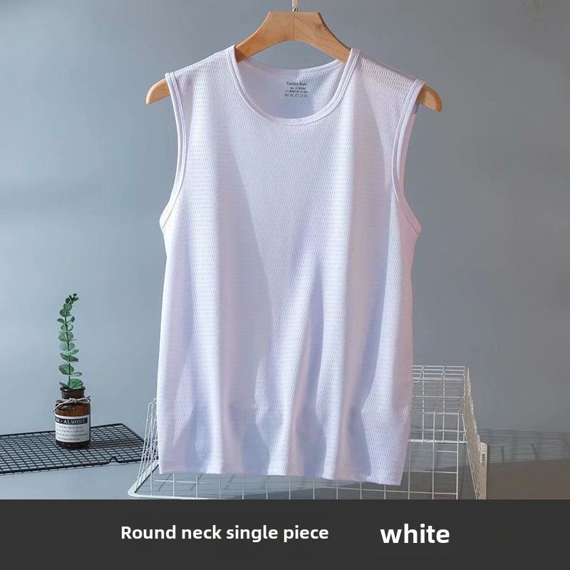 Mens Summer Mesh Vest Breathable Loose Sleeveless Sportswear Black  - Image 2