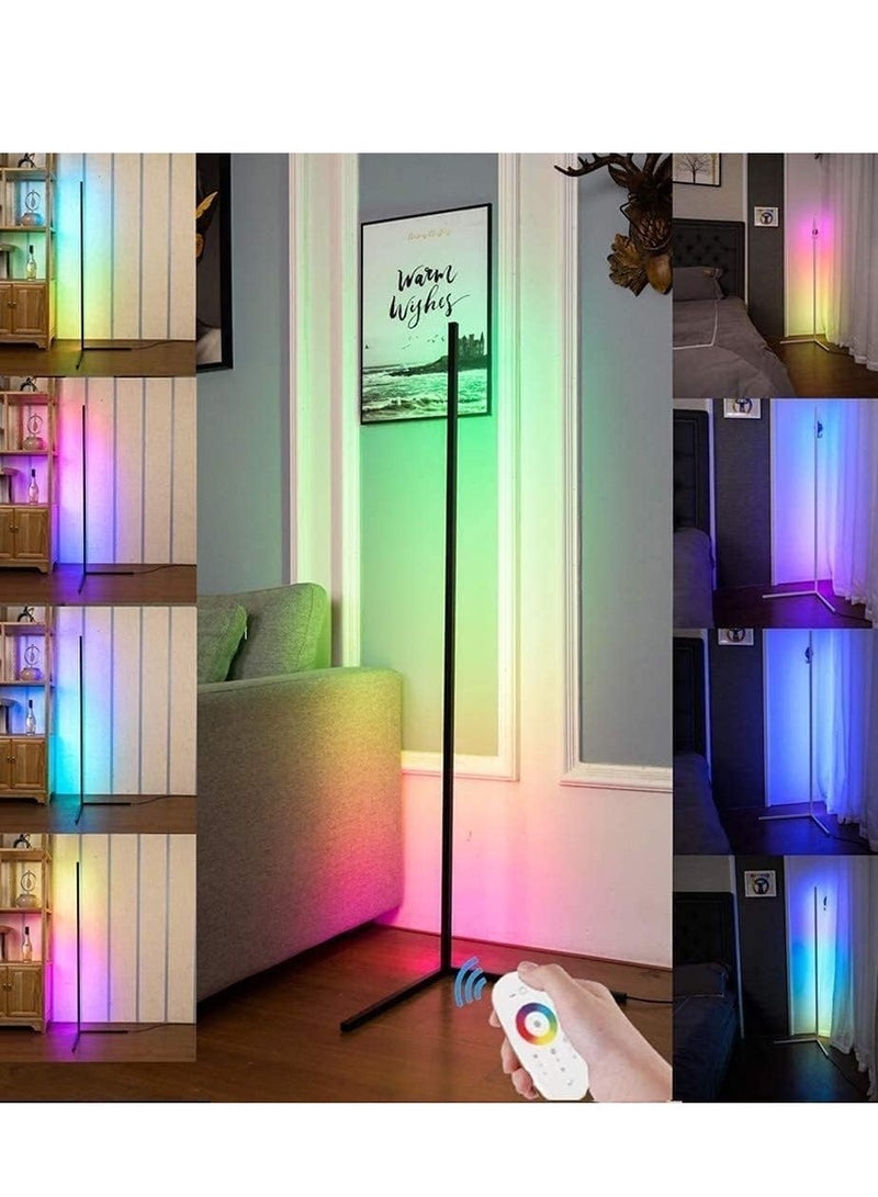 Raxoom Smart RGB Floor Lamp, LED Corner Floor Lamp for Ambient Background Light, Modern Corner Lamp Color Change and Dimmable, Black with UK Plug, Perfect for Living Rooms and Bedrooms
