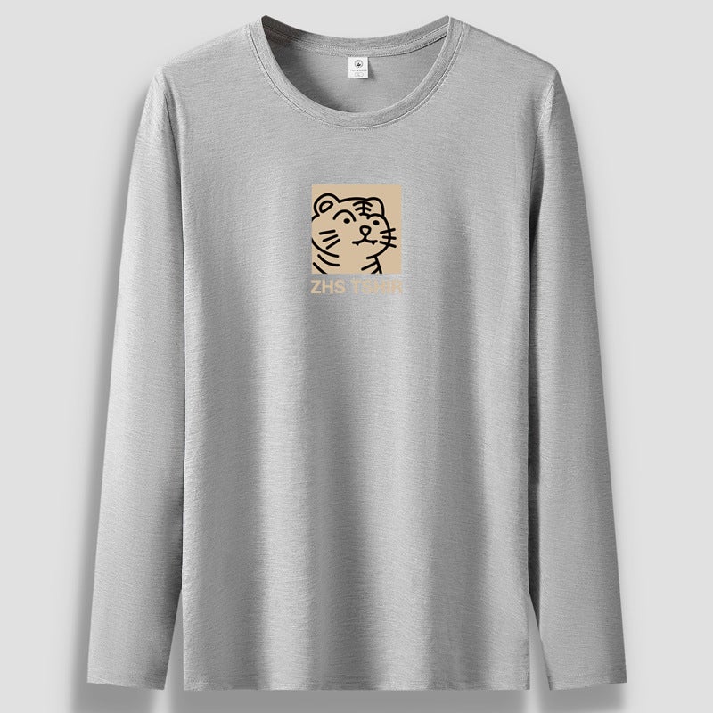 Combed cotton 200g solid color round neck long-sleeved T-shirt men's and women's same inner long-sleeved shirt bottoming shirt advertising shirt - Image 1