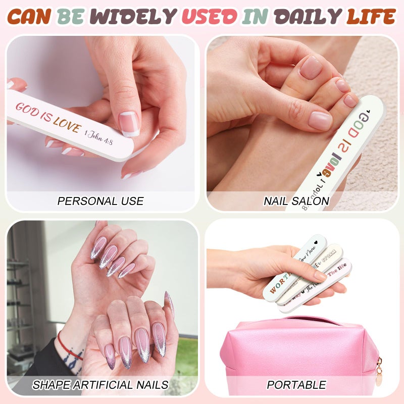 Lanties 50 Pcs Christian Gifts for Women Bulk Christian Nail File Bulk Mini Bible Scripture Emery Board Nail Files Religious Appreciation Gifts for Employee Teacher Staff Coworker Women (Elegant) - Image 4
