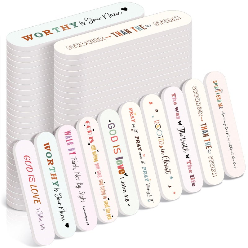 Lanties 50 Pcs Christian Gifts for Women Bulk Christian Nail File Bulk Mini Bible Scripture Emery Board Nail Files Religious Appreciation Gifts for Employee Teacher Staff Coworker Women (Elegant) - Image 1