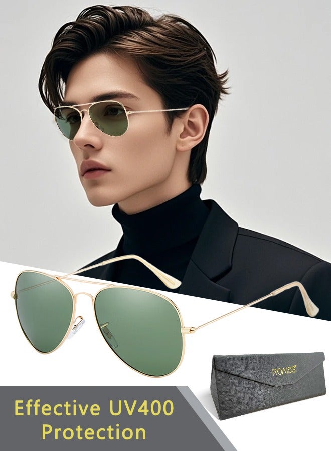 roaiss Classic Aviator Sunglasses for Men Driving Sun Glasses Polarized Lens UV Blocking - Image 1