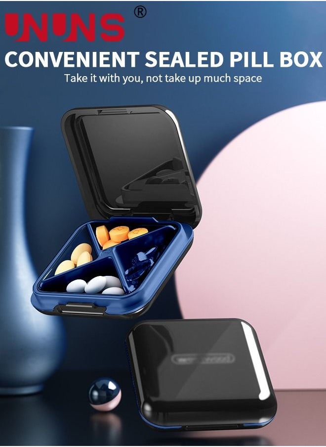 UNUNS Small Pill Organizer, 4 Times a Day Portable Pill Box, Travel Daily Pill Case, Portable Pill Container for Vitamins, Fish Oils, Supplements  - Image 2