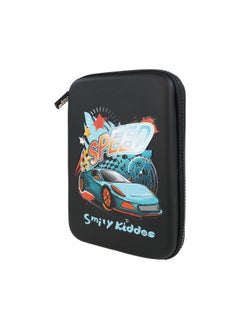 SMILY KIDDOS Smily Kiddos Single Compartment Pencil Case Stylish Cute Large Capacity Hardtop EVA Pencil Case Organizer School Kids Girls Women Pen Holder Pouch Multi Purpose| Speedster - Black  - Image 2