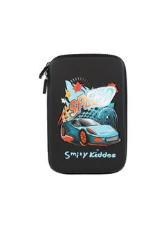 SMILY KIDDOS Smily Kiddos Single Compartment Pencil Case Stylish Cute Large Capacity Hardtop EVA Pencil Case Organizer School Kids Girls Women Pen Holder Pouch Multi Purpose| Speedster - Black  - Image 1