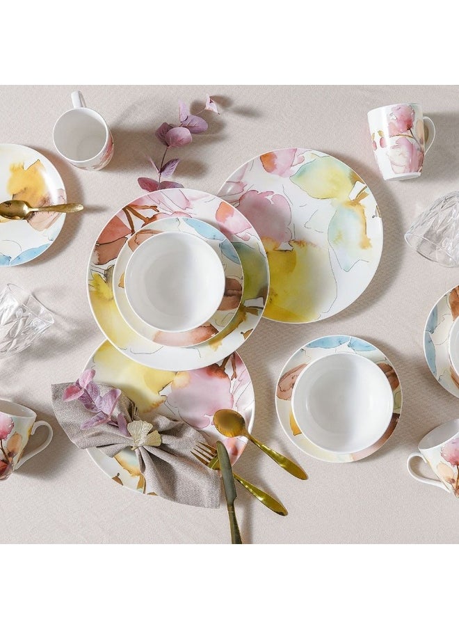 DANUBE HOME - Youthful Bite 16 Piece New Bone China Dinner Set Elegant Dinnerware for 4 Includes Plates Bowls Mugs & side Plates Perfect for Formal Dining Home Entertaining & Gifting Serves 4 - Image 1