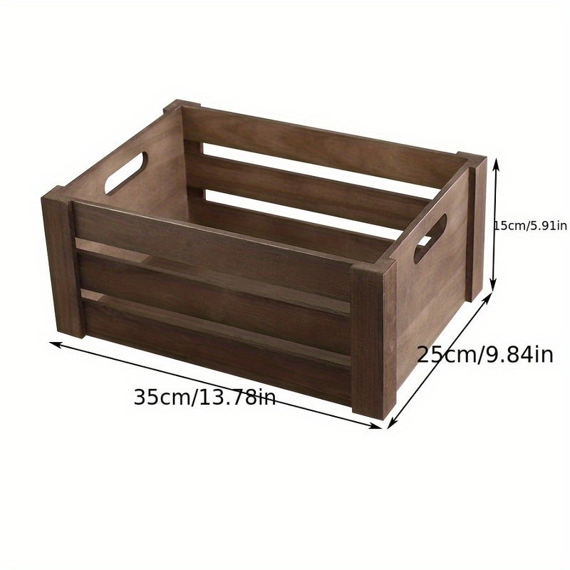 1or 3pcs Rustic Farmhouse Wooden Storage Crates Set - Handcrafted, Stackable Organizer Boxes in Vintage & wood Colors for Home Decor and Organization, Fall Decorations for Home - Image 1