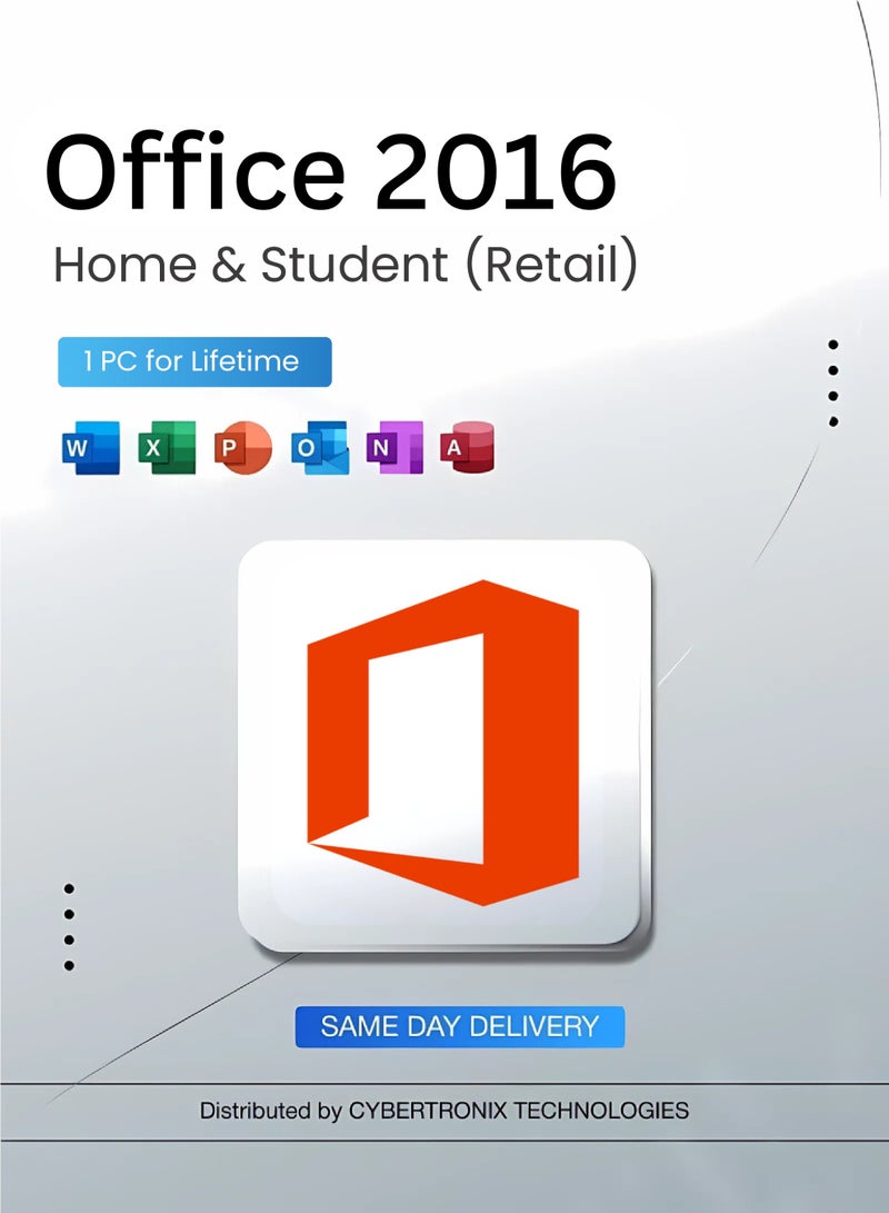 Office 2016 Home & Student ( Retail ) | 1 PC for lifetime | Digital License | SAME DAY DELIVERY