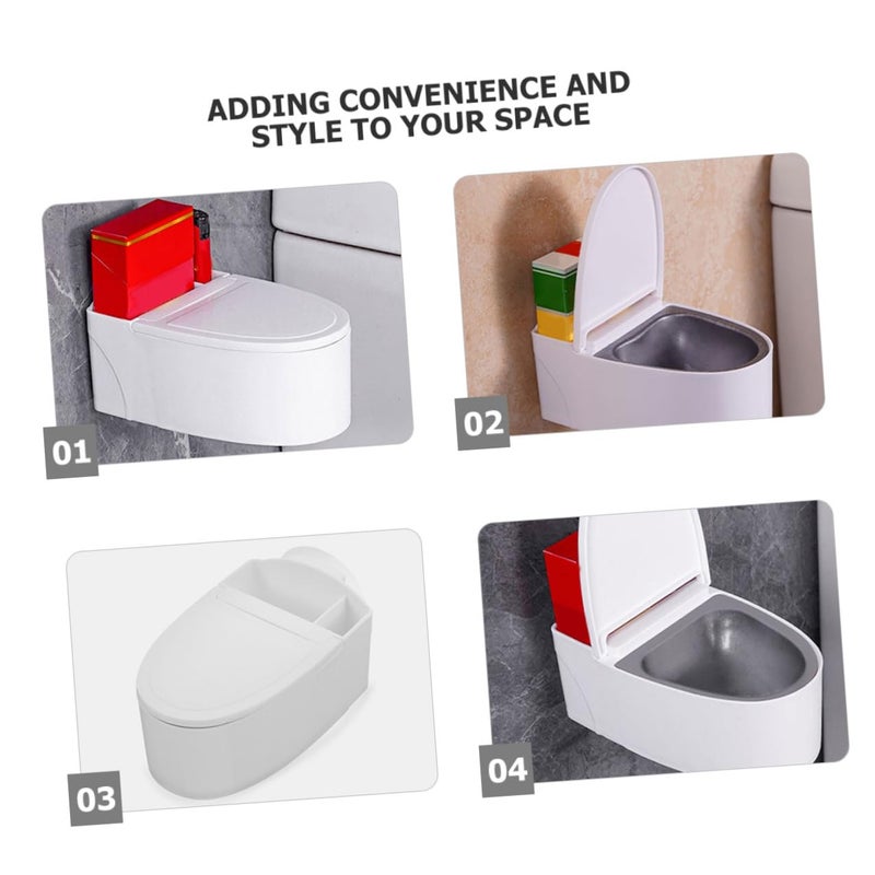 Wall Mounted Toilet Shaped Ashtray With Lid 4 Pack Metal Windproof Ash Can For Home Bathroom - Image 4