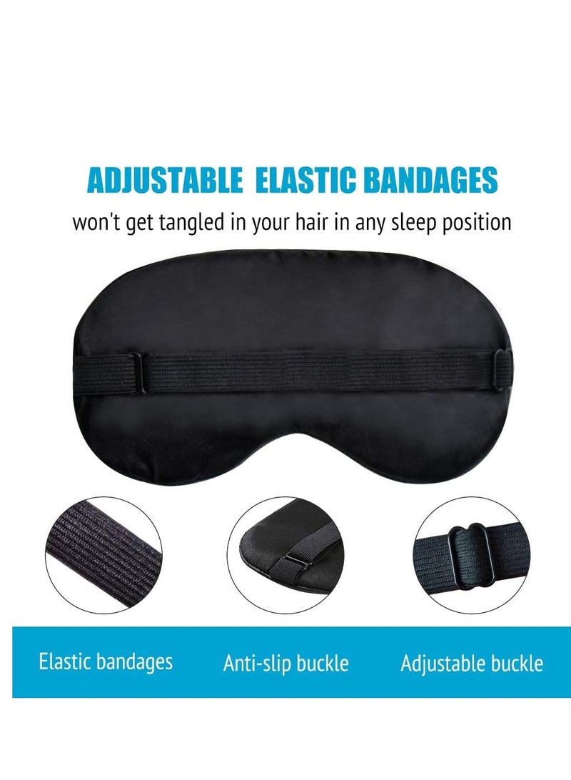 Inertop Sleep mask night cover eye sleeping silk satin masks for women men blindfold for airplane travel adjustable strap black - Image 3