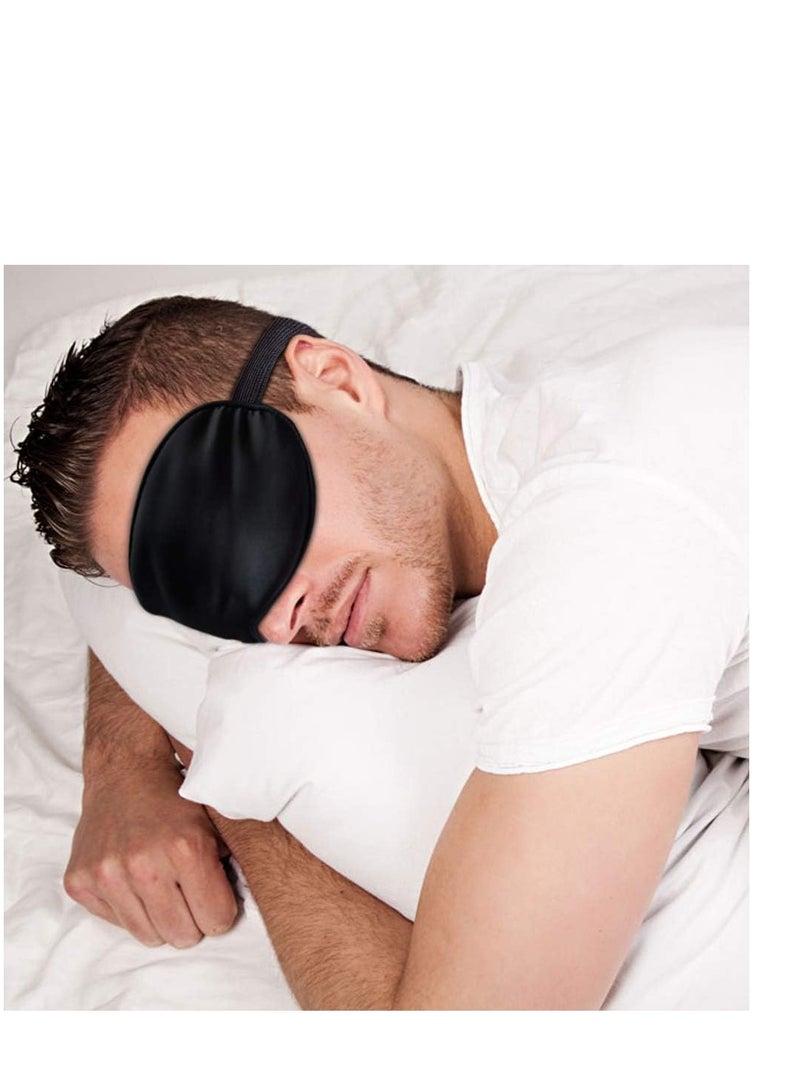 Inertop Sleep mask night cover eye sleeping silk satin masks for women men blindfold for airplane travel adjustable strap black - Image 2