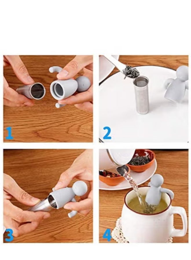 Peachjoy Tea Infuser Filter, Loose Tea Cute Stainless Steel Ultra Fine Mesh Tea Supplies Steeper Diffuser Herbal Tea and Spices, Get the More Enjoyable Tea Times with Friends and Family (2 Pcs Gray) - Image 4