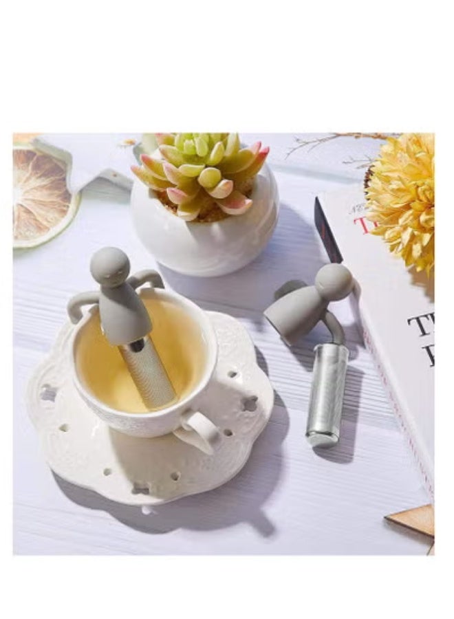 Peachjoy Tea Infuser Filter, Loose Tea Cute Stainless Steel Ultra Fine Mesh Tea Supplies Steeper Diffuser Herbal Tea and Spices, Get the More Enjoyable Tea Times with Friends and Family (2 Pcs Gray) - Image 2