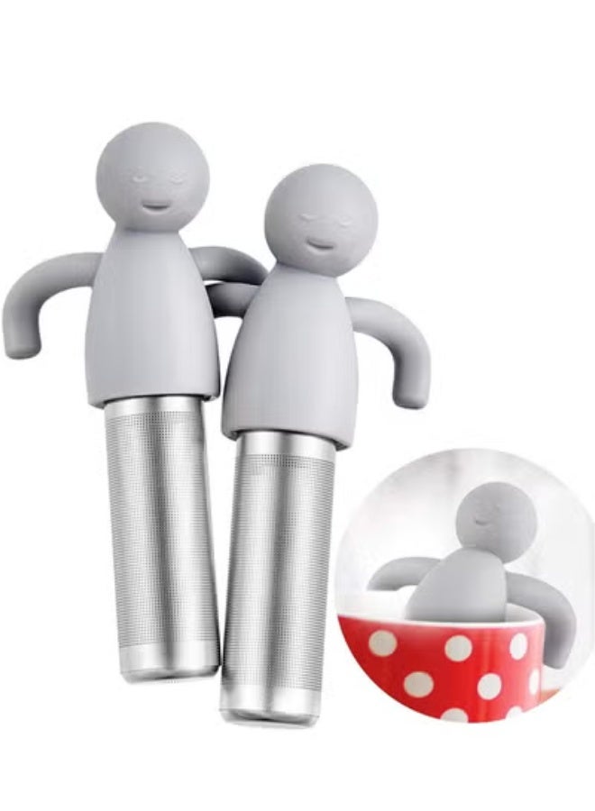 Peachjoy Tea Infuser Filter, Loose Tea Cute Stainless Steel Ultra Fine Mesh Tea Supplies Steeper Diffuser Herbal Tea and Spices, Get the More Enjoyable Tea Times with Friends and Family (2 Pcs Gray) - Image 1