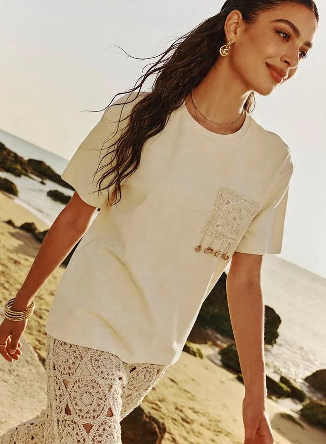 2Xtremz Cotton T shirt with Crochet Applique