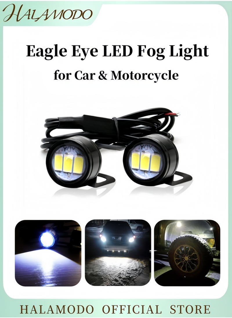 HALAMODO 2PCS Universal Eagle Eye LED Fog Light Motorcycle Light Running Tail Backup Light Reversing Parking Signal Automobiles Lamps DRL Bulb  - Image 1