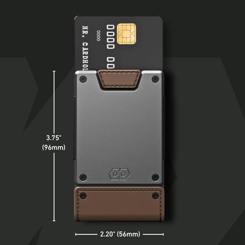 PROOF Wallet | Slim Minimalist Wallets for Men | Leather & Metal | RFID Wallet | Front/Back Pocket | Gift Box | Veteran Owned (Legacy (Full Grain Brown Leather | Satin Gun Metal)) - Image 2