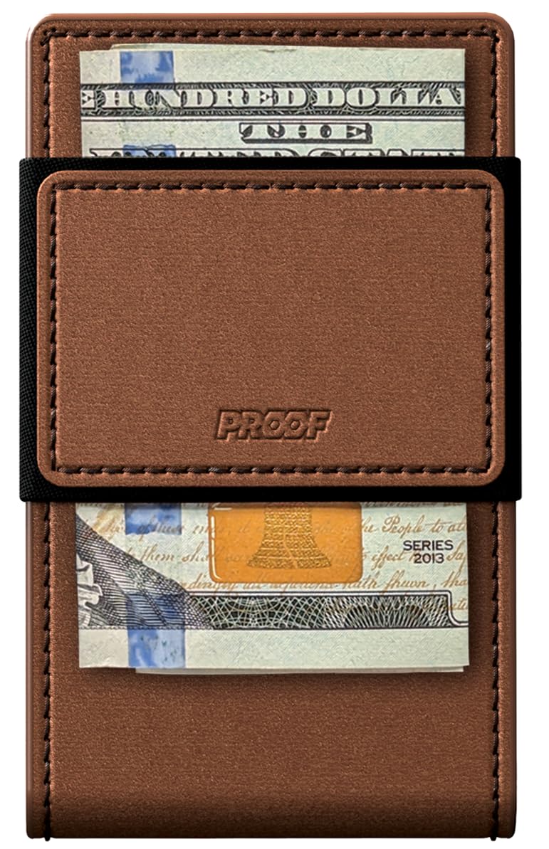 PROOF Wallet | Slim Minimalist Wallets for Men | Leather & Metal | RFID Wallet | Front/Back Pocket | Gift Box | Veteran Owned (Legacy (Full Grain Brown Leather | Satin Gun Metal)) - Image 4