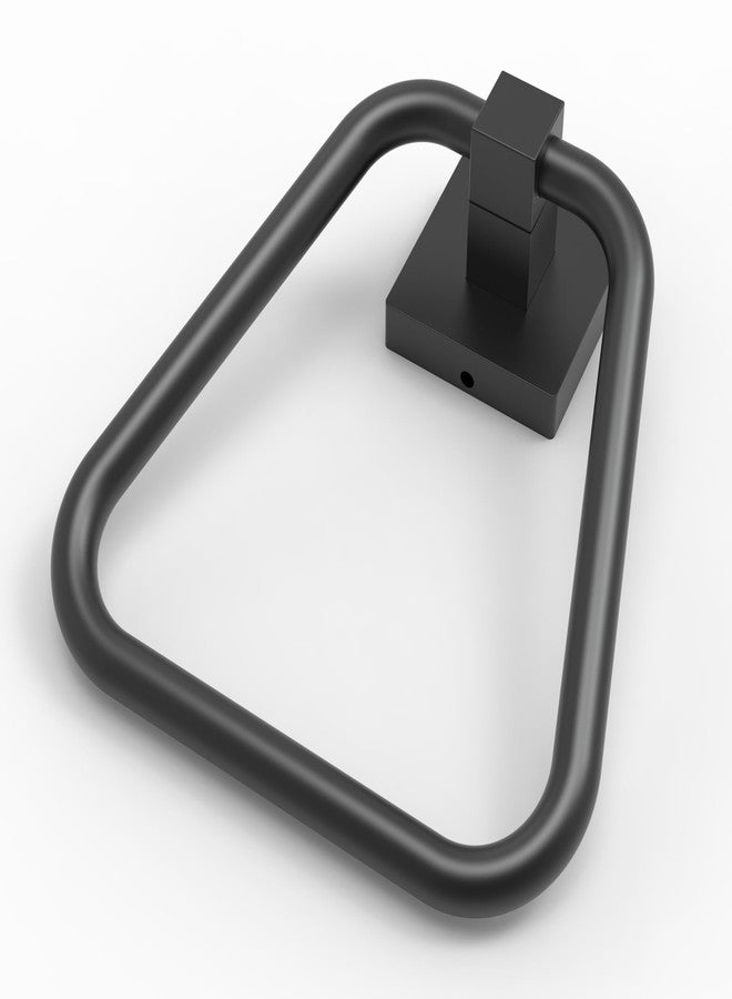 RUACQ Towel Ring,Square Base Hand Towel Ring,Stainless Steel Hand Towel Holder for Bathroom Wall,Sturdy and Rustproof(Matte Black) - Image 1