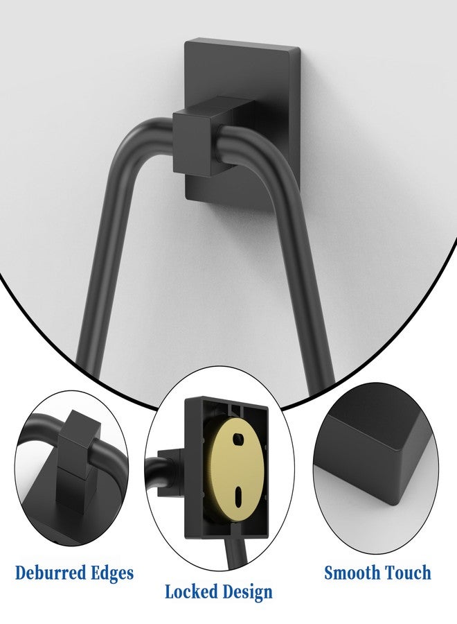 RUACQ Towel Ring,Square Base Hand Towel Ring,Stainless Steel Hand Towel Holder for Bathroom Wall,Sturdy and Rustproof(Matte Black) - Image 5