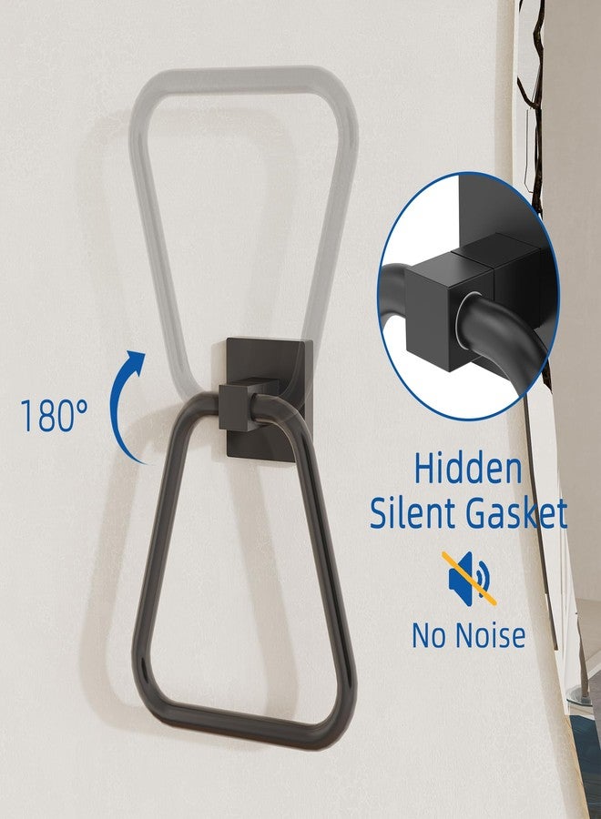 RUACQ Towel Ring,Square Base Hand Towel Ring,Stainless Steel Hand Towel Holder for Bathroom Wall,Sturdy and Rustproof(Matte Black) - Image 3