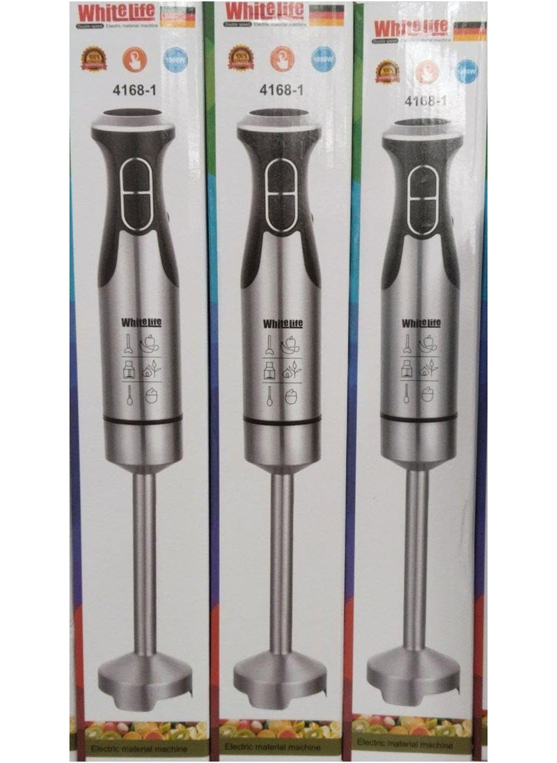 Generic - White Life 1000W Stainless Steel Hand Blender with 4 Sharp Stainless Steel Blades for Easy Mashing 2 Speeds Powerful Copper Motor 1 Year Warranty Model - 1-4168 - Image 1