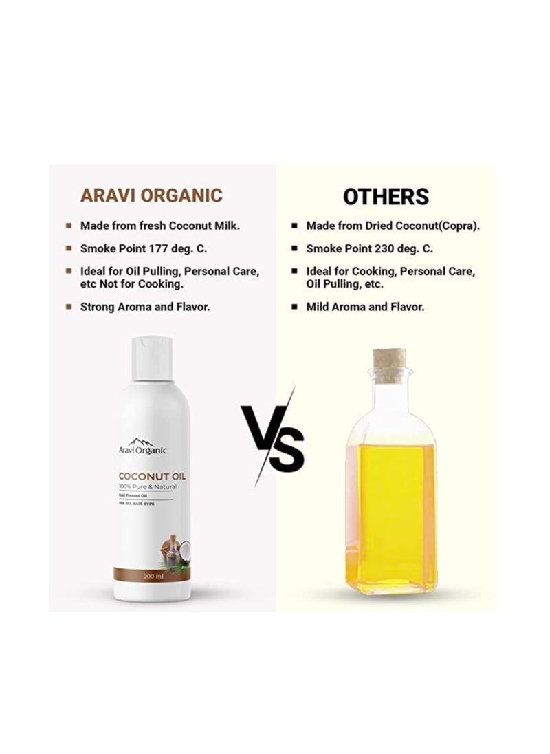 Aravi Organic - Aravi Organic Extra Virgin Cold Pressed Coconut Oil Cold Pressed Castor Carrier Oil 200ml Pack of2 - Image 1