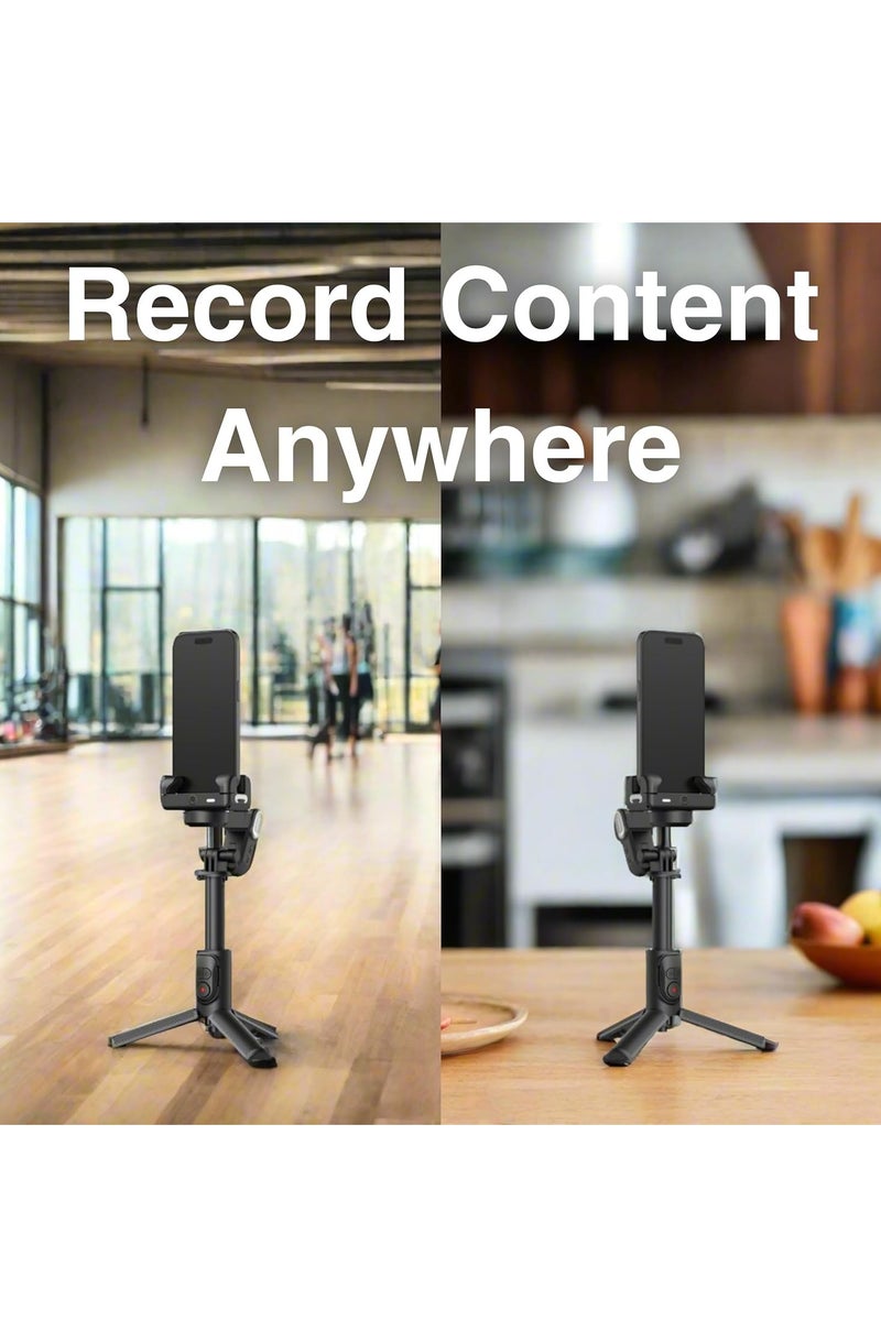 Aochuan M2 Pro Smartphone Gimbal, Video Stabilizer, Selfie Stick & Tripod, AI Body Tracking, Magnetic Light, Portable & Foldable iPhone Android Gimbal for Vlogging, YouTube, Tiktok & Instagram Videos Black - Image 2