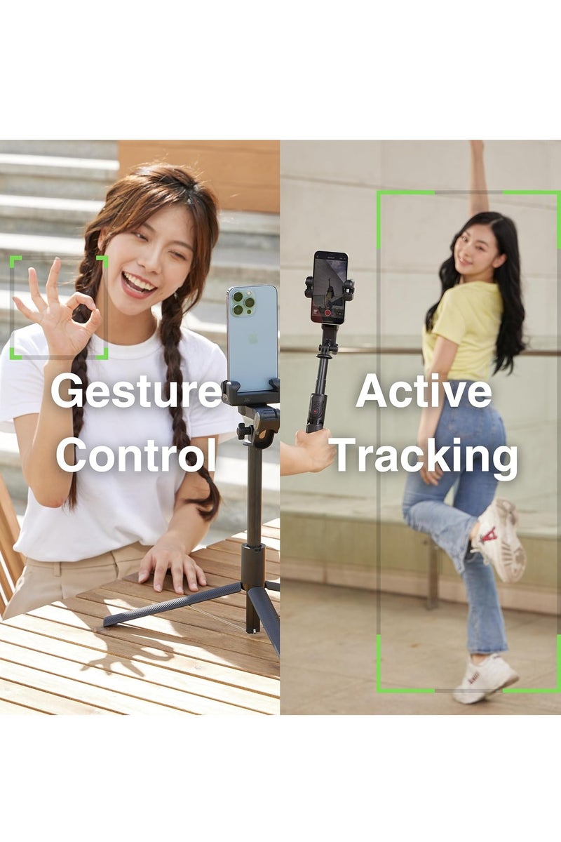 Aochuan M2 Pro Smartphone Gimbal, Video Stabilizer, Selfie Stick & Tripod, AI Body Tracking, Magnetic Light, Portable & Foldable iPhone Android Gimbal for Vlogging, YouTube, Tiktok & Instagram Videos Black - Image 4