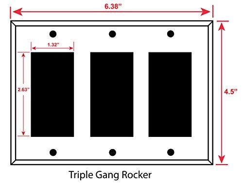 Art Plates - Three Gang Rocker - Rocker - GFCI Switch Plate Cover - Grey Swirl Marble - Granite Print - Made in USA - Image 2