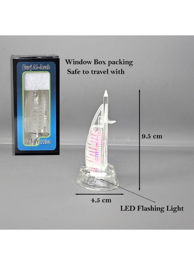 Souvenir Souq Premium Crystal Glass Burj Al Arab  Dubai Souvenir    Decoration with color changing led light 9.5x4.5cm - Image 3