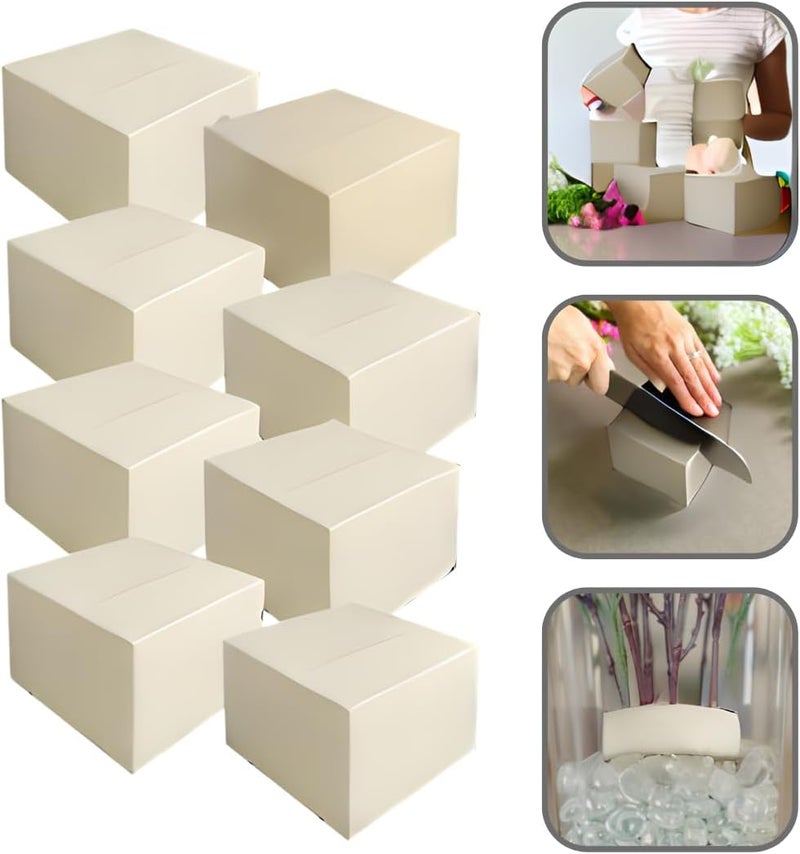 Xcel Floral Foam Blocks - Reusable, Weather Resistant Craft Foam Fresh & Artificial Flower Arrangements, Faux Florist Foam Planters Florist Supplies (Beige White 4" x 4" x 3" - 8 Pack) - Image 1