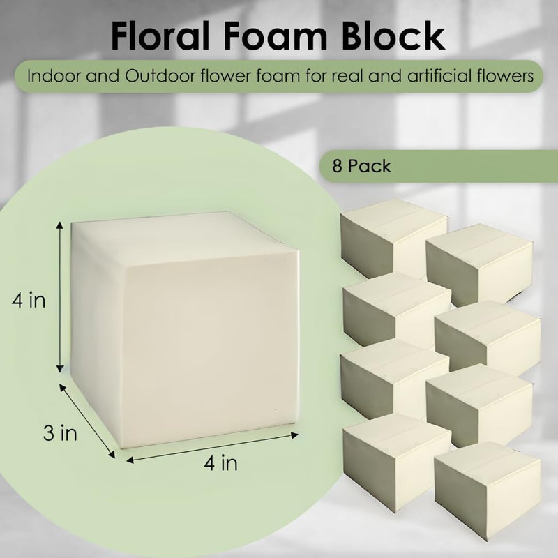 Xcel Floral Foam Blocks - Reusable, Weather Resistant Craft Foam Fresh & Artificial Flower Arrangements, Faux Florist Foam Planters Florist Supplies (Beige White 4" x 4" x 3" - 8 Pack) - Image 3