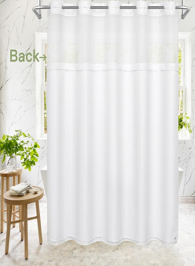 Craidlela Boho White Woven Fabric Shower Curtain 72 x 74 Modern Farmhouse, No Hooks Tufted Chevron Striped Shabby Chic Textured, Minimalist Cloth Curtain for Bathroom, Hotel Decor - Image 3