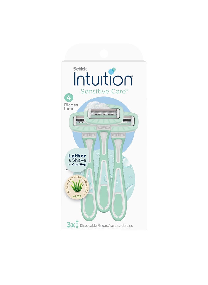 Intuition Schick Intuition Disposable Razors with Sensitive Skin 3 Count  Razors Sensitive Skin Womens Disposable Razors with a Touch of Aloe Travel Razor 
